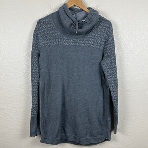 Eddie Bauer Gray Knit Long Sleeve Adjustable Cowl Neck Sweater Size XLarge